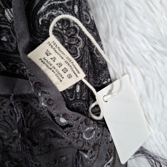 Pretty Persuasions Burnout Paisley Print Kimono Jacket OS Boho Festival Fringed - Picture 10 of 11